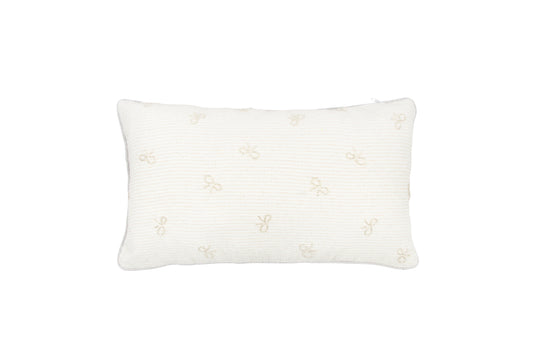 Beaded Bow Embellished Cushion Cover 12 X 20" White