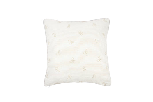Beaded Bow Embellished Cushion Cover 18 X 18" White