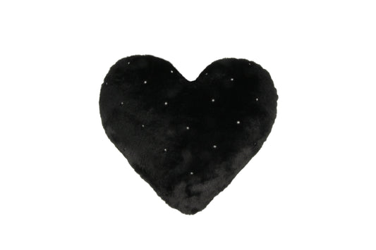 Pearl Accent Heart Shaped Cushion Black