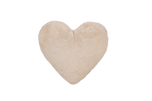 Pearl Accent Heart Shaped Cushion Tan