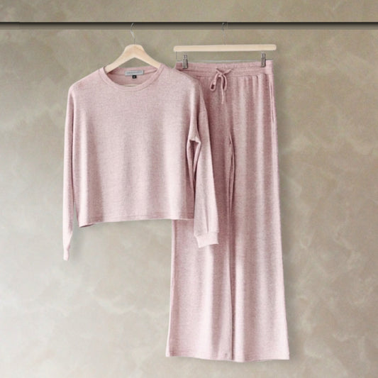Heathered Women's Lounge Set Pink