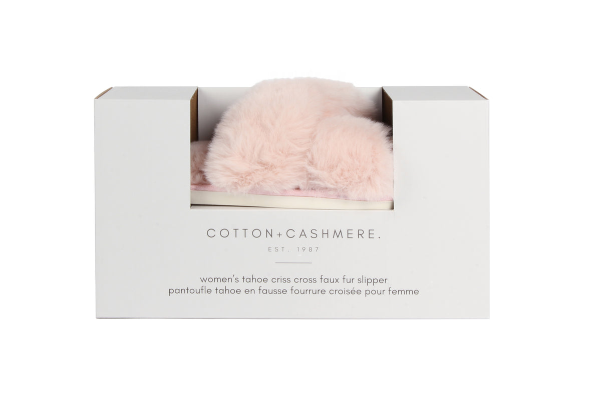 Tahoe Criss Cross Fur Slipper 12 Pack Blush