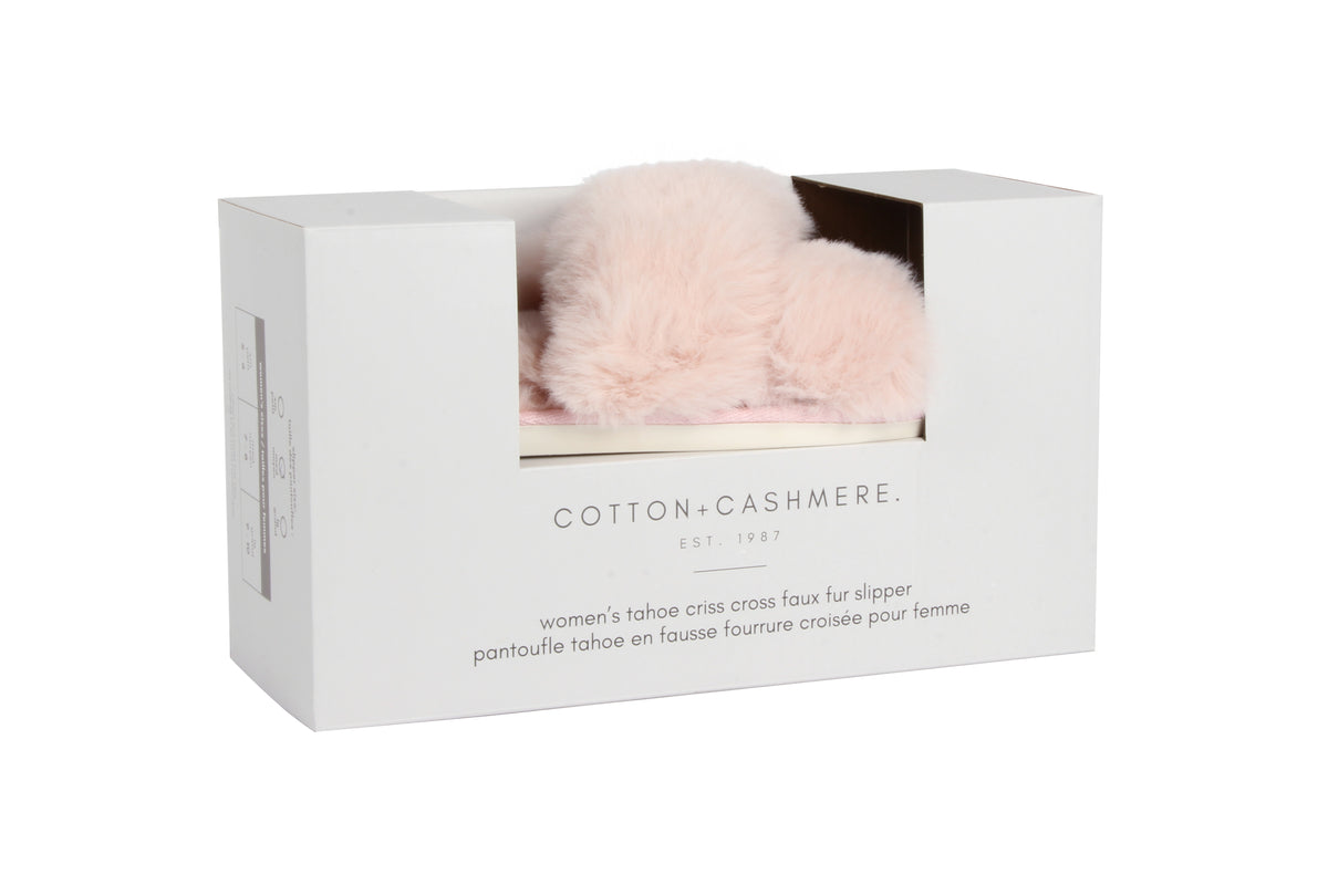 Tahoe Criss Cross Fur Slipper 12 Pack Blush
