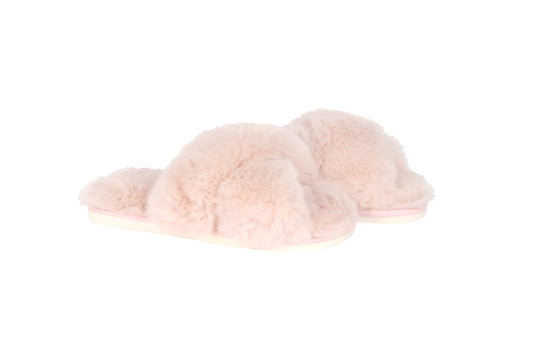 Tahoe Criss Cross Fur Slipper 12 Pack Blush