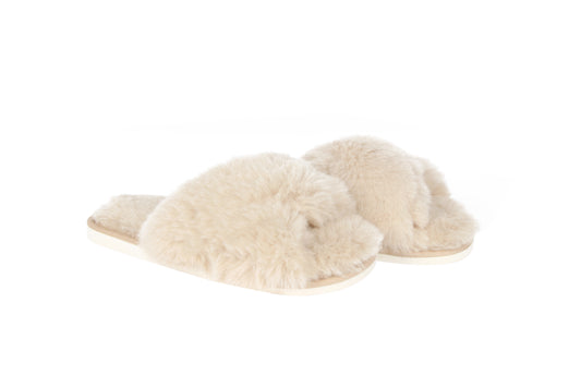 Tahoe Criss Cross Fur Slipper 12 Pack Taupe