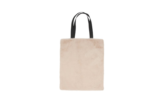 Pearl Accent Tote Bag Tan