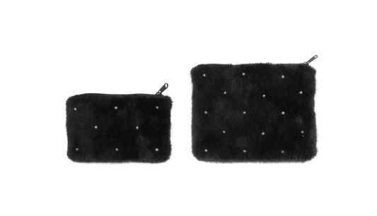 Pearl Accent Accessory Bags Set Of 2 Black