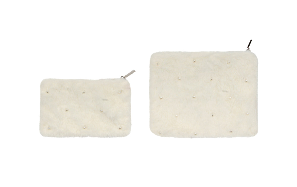 Pearl Accent Accessory Bags Set Of 2 Cream