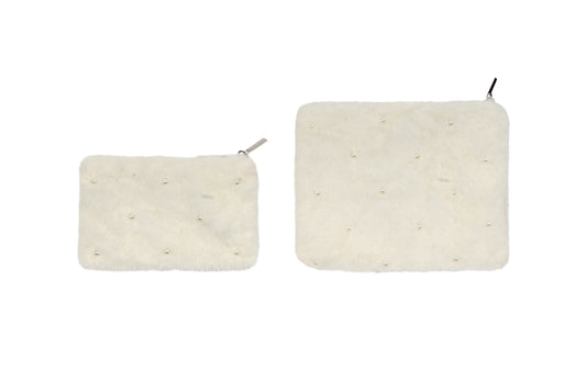 Pearl Accent Accessory Bags Set Of 2 Cream