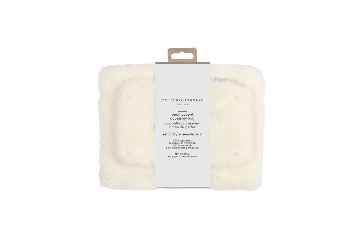Pearl Accent Accessory Bags Set Of 2 Cream