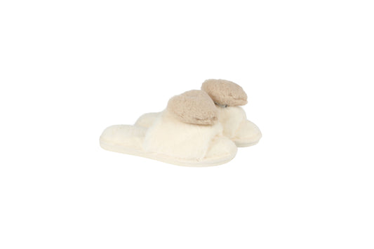 Heart Plush Slippers 12Pk Cream