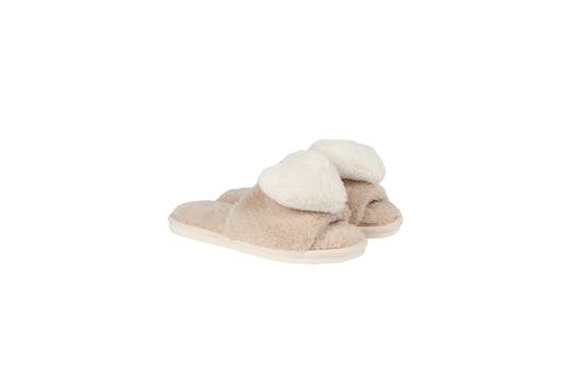 Heart Plush Slippers 12Pk Tan