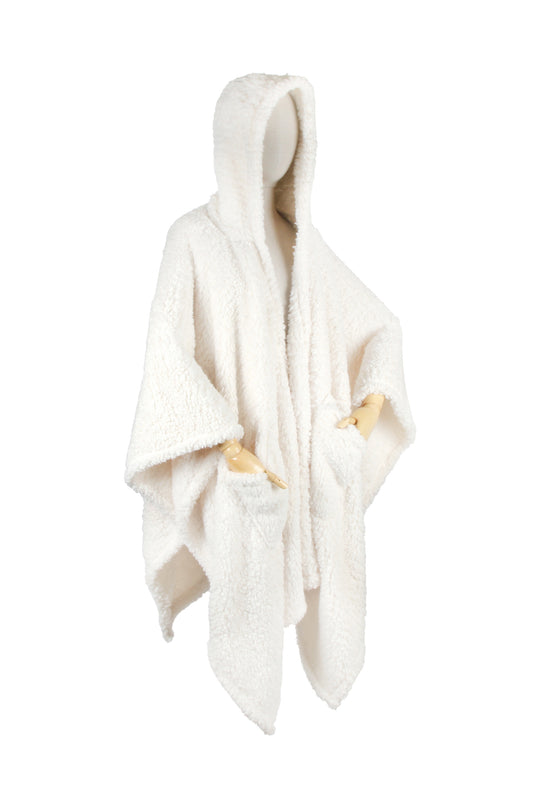 Hooded Wearable Sherpa Wrap Cream