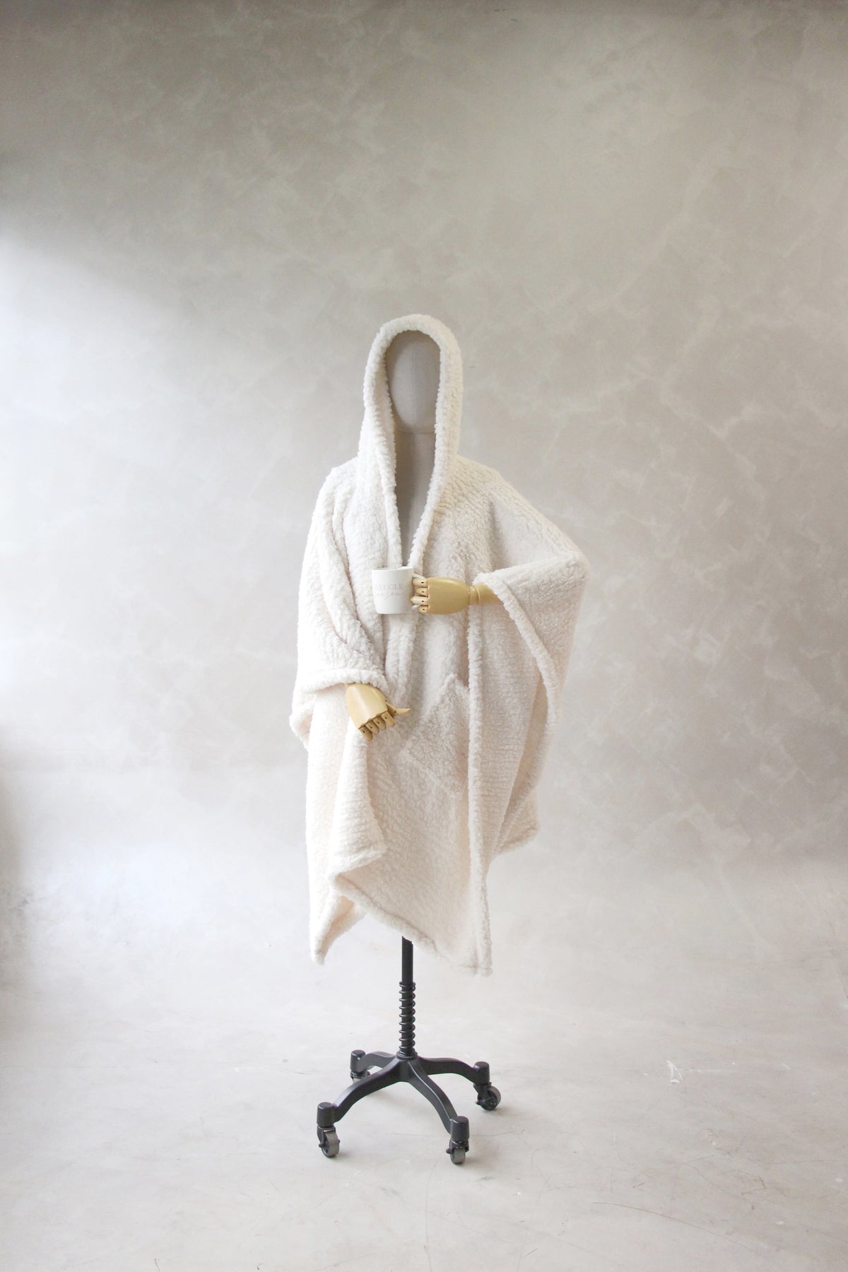 Hooded Wearable Sherpa Wrap Cream